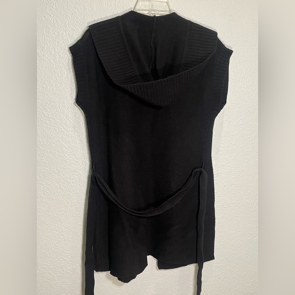 LAUREN RALPH LAUREN Black Knit Short Sleeve Hooded Longline Cardigan Size XS - Picture 8 of 13